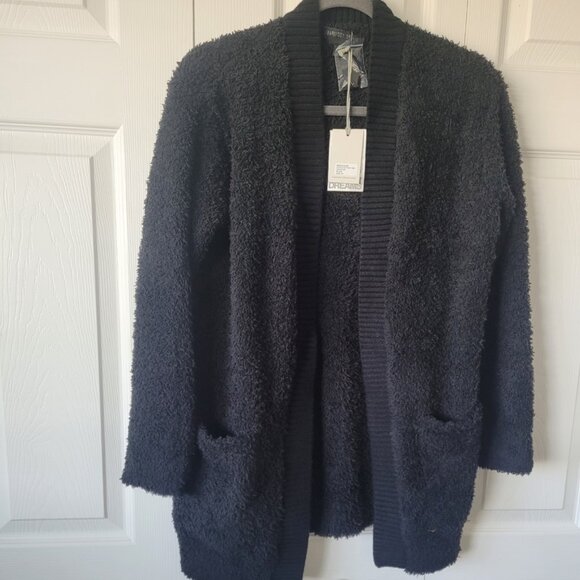 NWT BAREFOOT DREAMS CozyChic Knit Rib Cardigan in Black Size XS - Picture 2 of 6